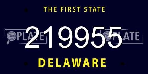 219955 Delaware License Plate