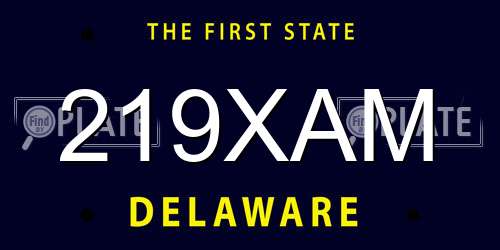 219XAM Delaware License Plate