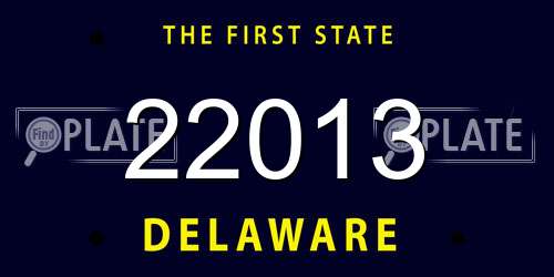 22013 Delaware License Plate