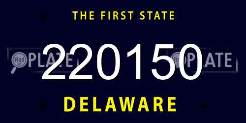 220150 Delaware License Plate