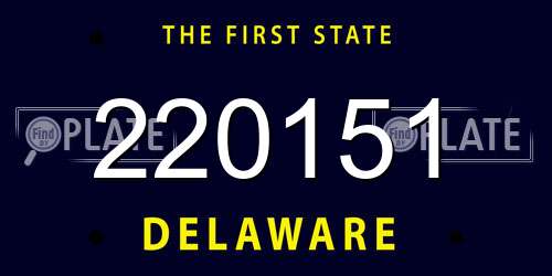 220151 Delaware License Plate