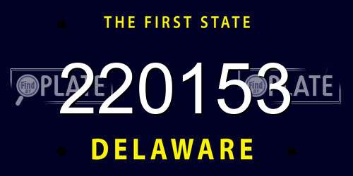 220153 Delaware License Plate