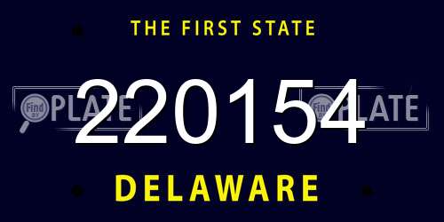 220154 Delaware License Plate