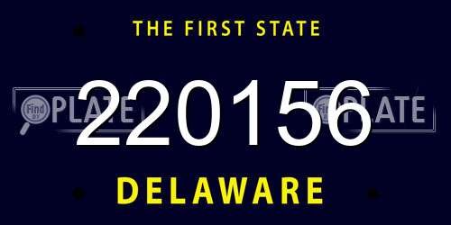 220156 Delaware License Plate