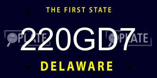 220GD7 Delaware License Plate