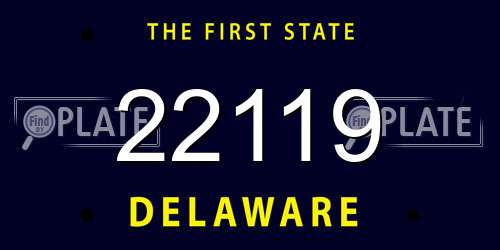 22119 Delaware License Plate