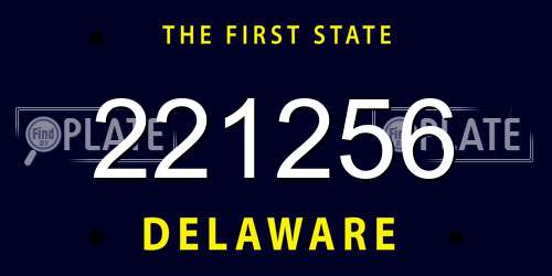 221256 Delaware License Plate