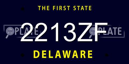 2213ZF Delaware License Plate