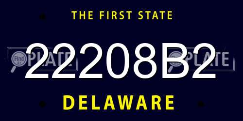 22208B2 Delaware License Plate