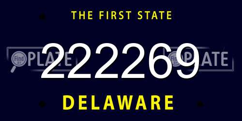 222269 Delaware License Plate