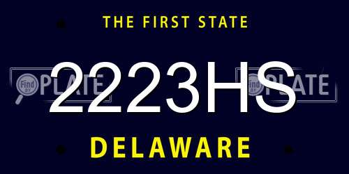 2223HS Delaware License Plate