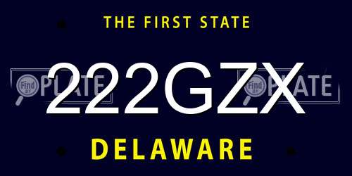 222GZX Delaware License Plate