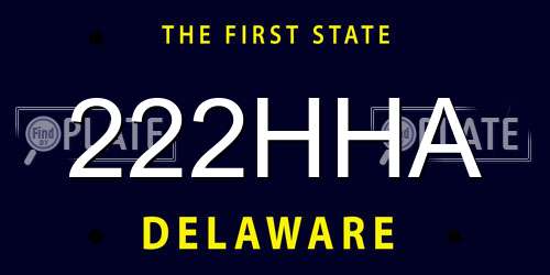 222HHA Delaware License Plate