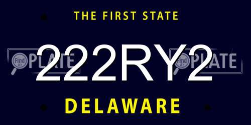222RY2 Delaware License Plate
