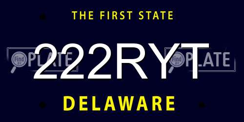 222RYT Delaware License Plate