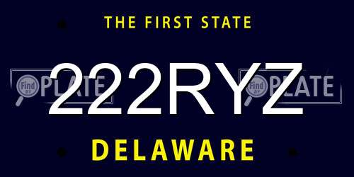 222RYZ Delaware License Plate