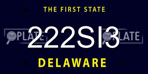 222SI3 Delaware License Plate
