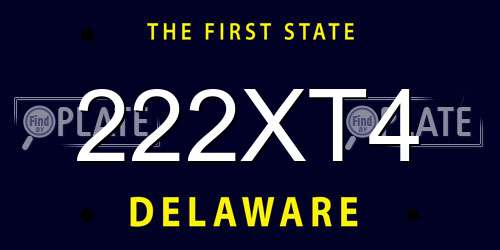 222XT4 Delaware License Plate