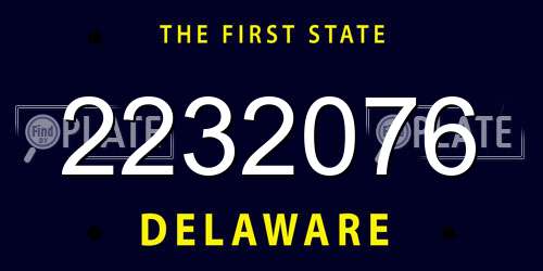 2232076 Delaware License Plate