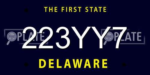 223YY7 Delaware License Plate