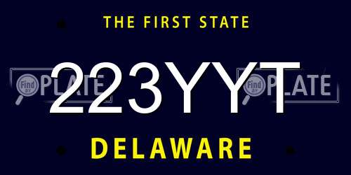 223YYT Delaware License Plate