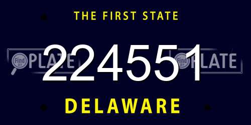 224551 Delaware License Plate