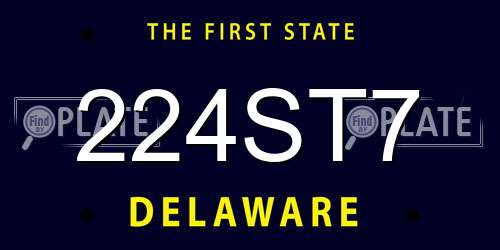 224ST7 Delaware License Plate