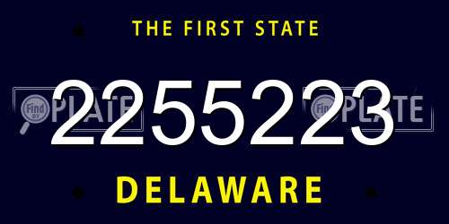 2255223 Delaware License Plate