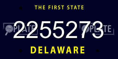 2255273 Delaware License Plate