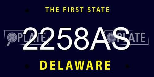 2258AS Delaware License Plate