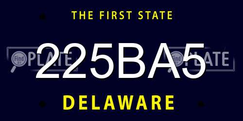 225BA5 Delaware License Plate