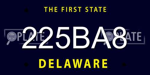 225BA8 Delaware License Plate