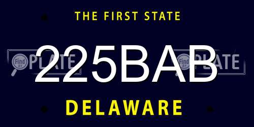 225BAB Delaware License Plate