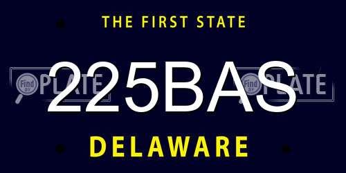 225BAS Delaware License Plate