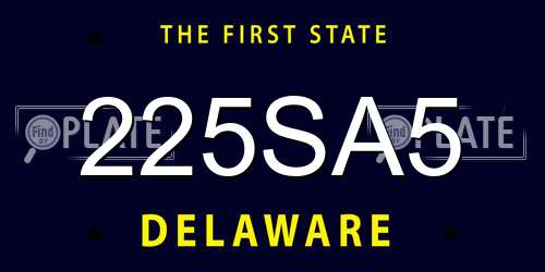 225SA5 Delaware License Plate