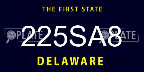 225SA8 Delaware License Plate