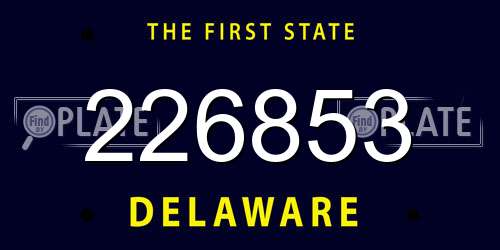 226853 Delaware License Plate