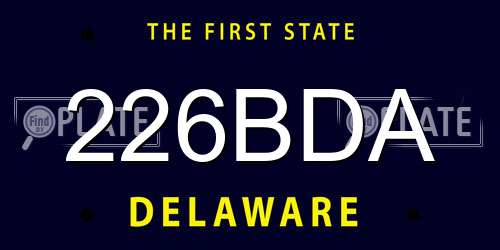 226BDA Delaware License Plate