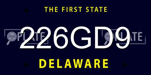 226GD9 Delaware License Plate