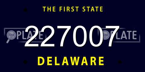 227007 Delaware License Plate