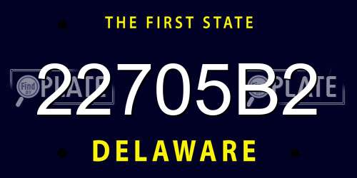 22705B2 Delaware License Plate