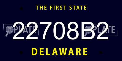 22708B2 Delaware License Plate