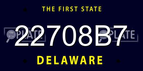 22708B7 Delaware License Plate