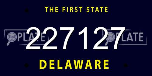 227127 Delaware License Plate