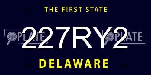 227RY2 Delaware License Plate