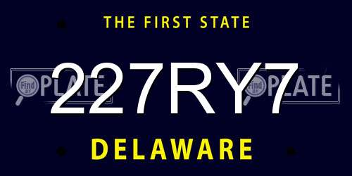 227RY7 Delaware License Plate
