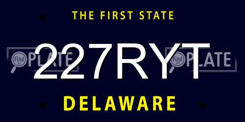 227RYT Delaware License Plate