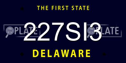 227SI3 Delaware License Plate