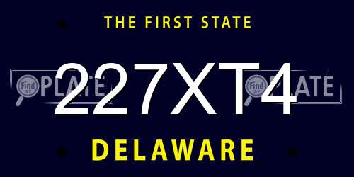 227XT4 Delaware License Plate