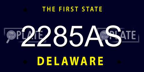 2285AS Delaware License Plate